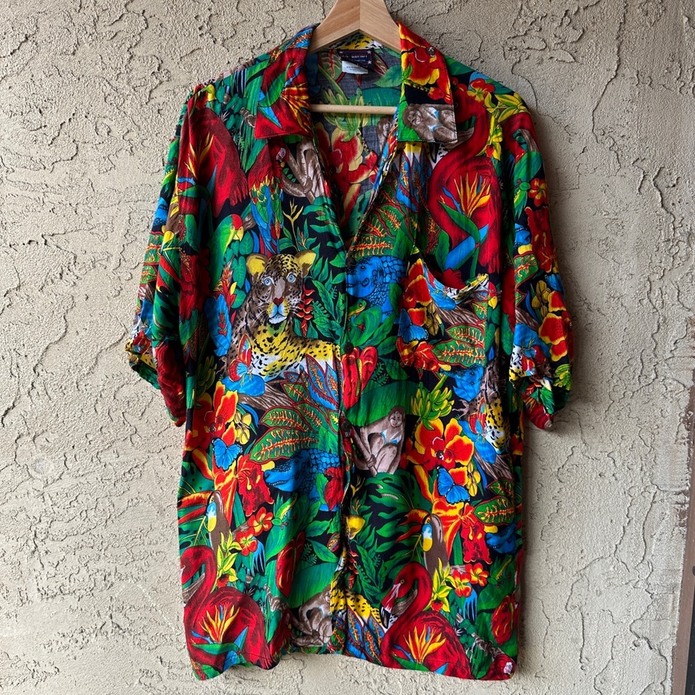 Vintage Animal Print Button Down Shirt
